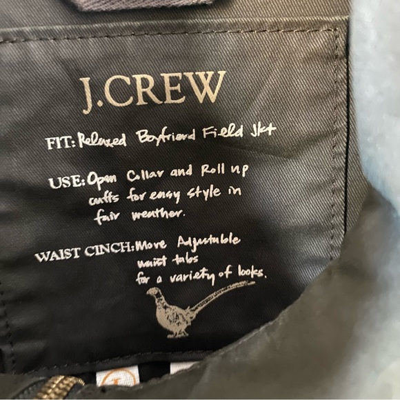 J.Crew Resin-Coated Field Jacket Olive Green Utility Boyfriend Fit Size L - Picture 3 of 10